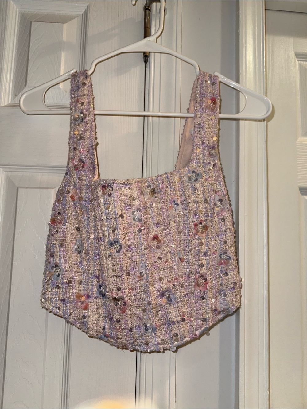 Sequin Floral Tweed corset top - Pink - Picture 2 of 5
